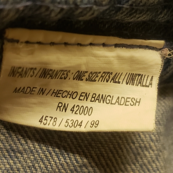 Infant's Hat Cap Beanie Denim Blue Jean Flop W/Rim - Picture 2 of 5